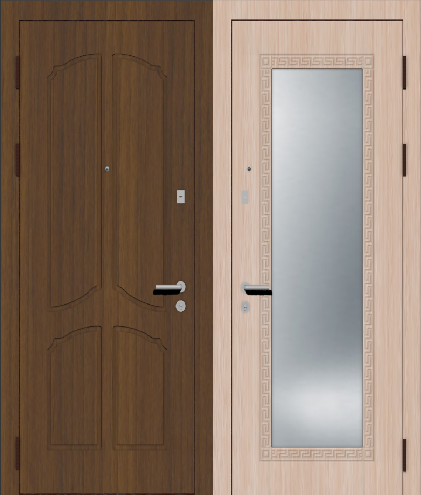 Металлическая дверь МДФ ПВХ с большим зеркалом